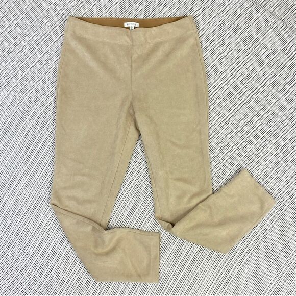 Max Studio Faux Suede Microfiber Pull On Ankle Pants Tan Large - Picture 2 of 9